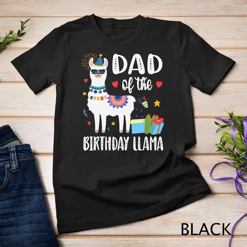 Mens Dad Of The Birthday Llama Birthday Boy Girl Outfit Family Unisex T shirt
