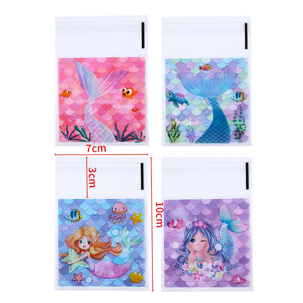 Sacchetto di plastica Opp da 50 pezzi sacchetti di plastica trasparenti a sirena oceanica autoadesivi perline porta carte regalo per imballaggio di
