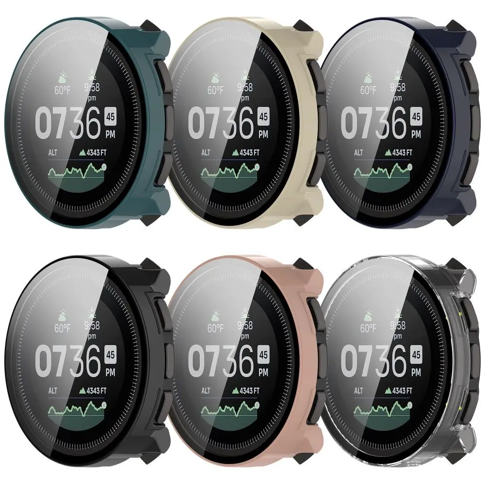 PC+Tempered Protective Case Full Coverage Bumper Screen Cover Anti-Scratch Protector Shell for Suunto Vertical