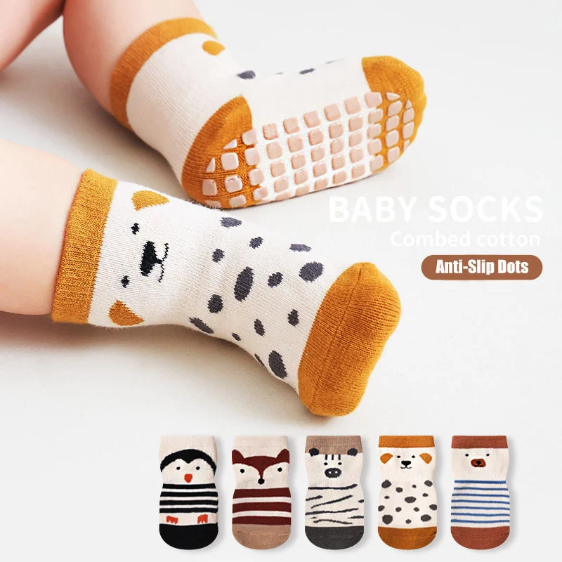 

Anti-Slip Newborn Baby Socks Combed Cotton Non-Skid Ankle Short Socks with Grips Spring Autumn Soft Toddlers Floor Socks