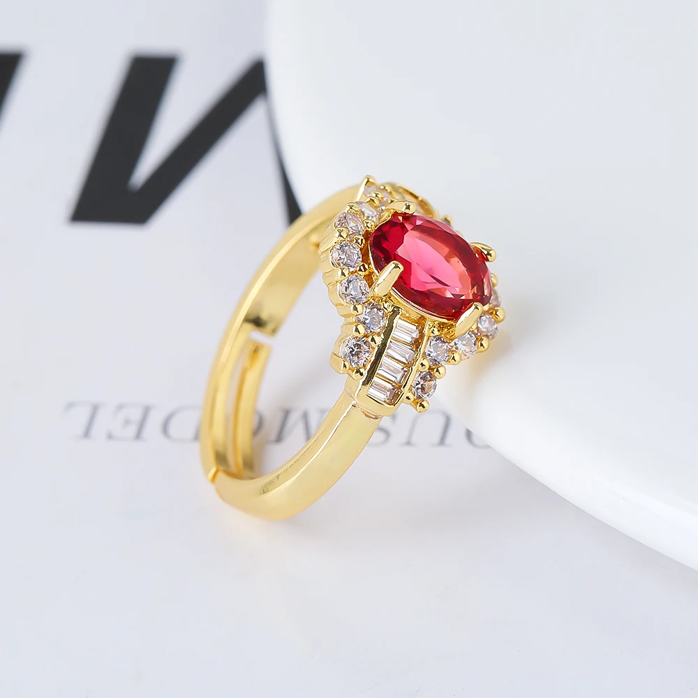 New Classic Fashion Oval Zircon Micro Set Womens Simple Light Luxury Opening Adjustable Personality Ring Gift Jewelry