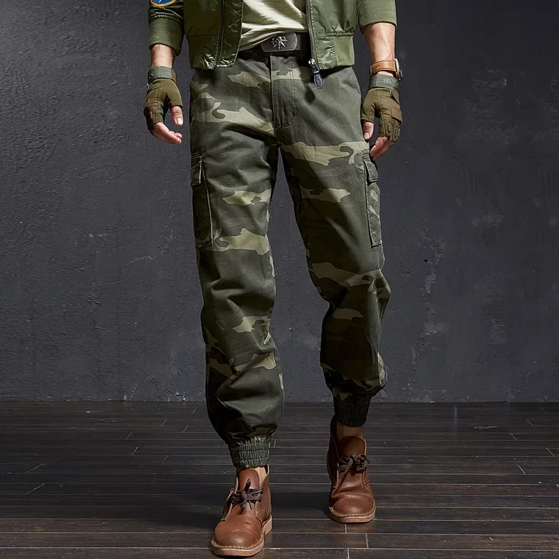 Camouflage Overalls Men's Loose Multi-pocket Harlan Pants Street Trend Spring and Summer Men's Casual Ankle-tied Trousers