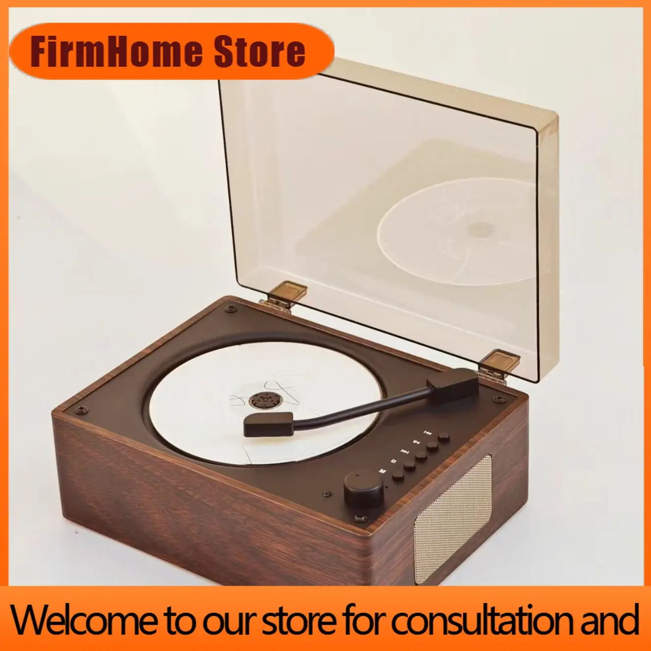FirmHome StorePortable Retro CD Player Rechargeable Two-way Bluetooth-Compatible 5.0 Wireless Speaker Support CD USB 3.5mm AUX C