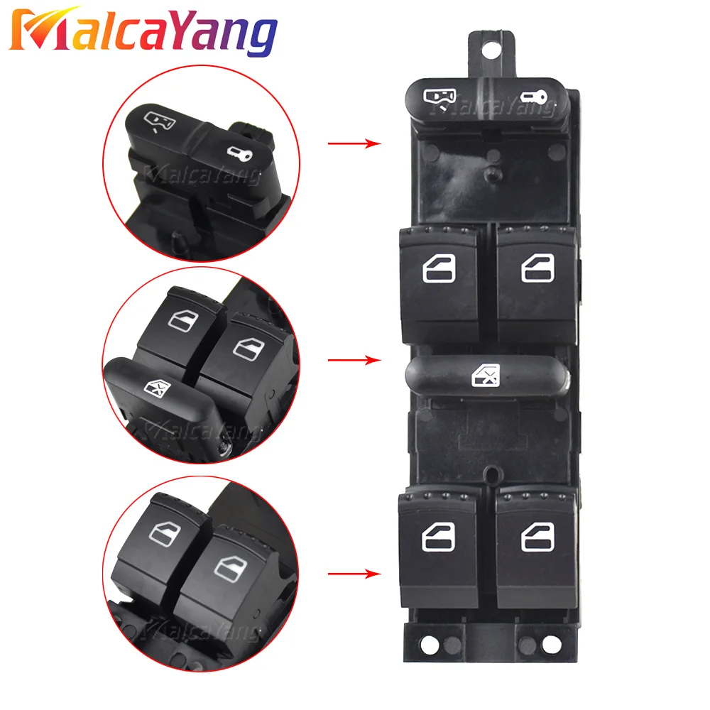 Window Panel Master Control Switch 1J4959857D For Volkswagen Golf 4 Jetta Bora Passat B5 Seat Leon Toledo 2000-2006 1J4959857B