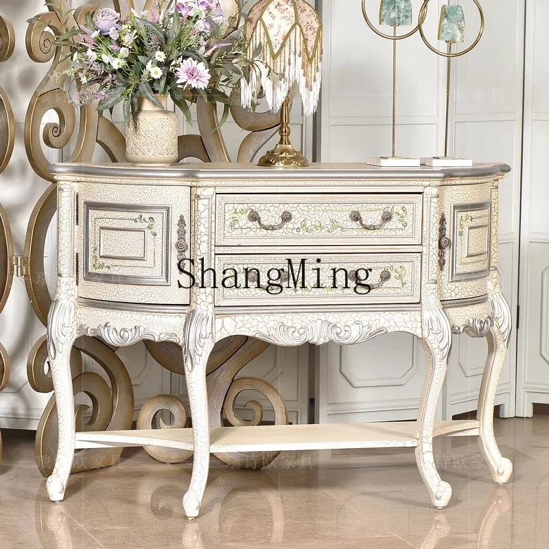 SM retro porch cabinet, semi-round locker, painted foyer, light luxury partition decoration cabinet against the wall