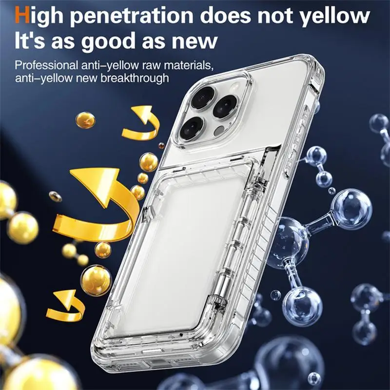 Transparent Phone Case Drop-Proof Case With Card Slot Anti-Scratch Phone Protector Protective Cover For Men Women