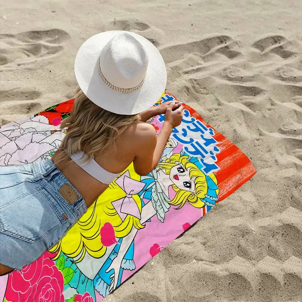 أنيمي مانغا كاندي أنيمي بطانية من الألياف الدقيقة التجفيف السريع مناشف الشاطئ المتضخم الطباعة سوبر ماصة بطانية منشفة حمام السباحة