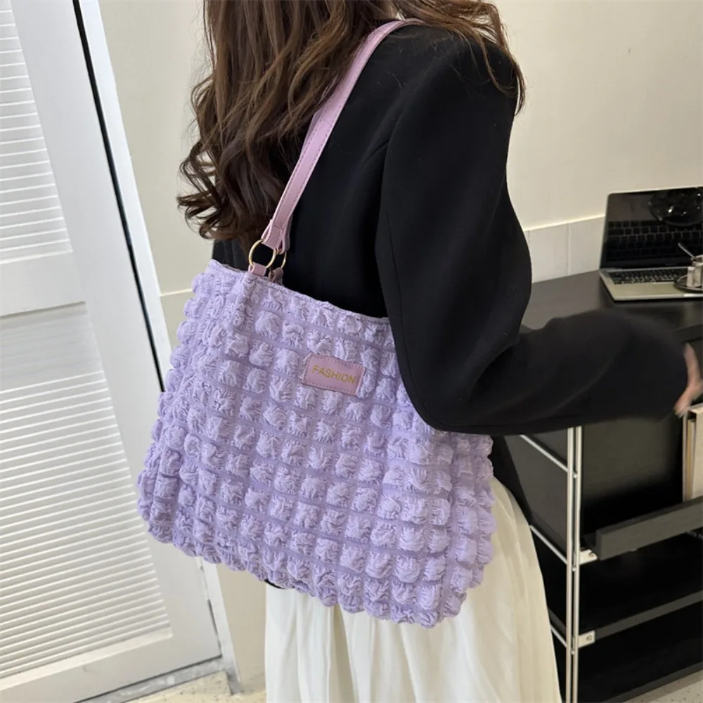 

Pleated Bubbles Shoulder Bag Hot Sale Plaid Quilted Casual Totes Bag Large Capacity Handbag Party