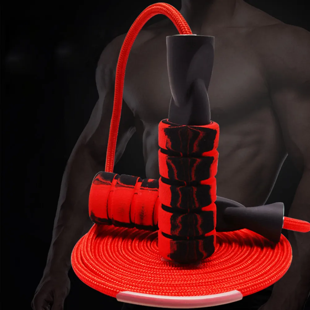 Weighted Skipping Rope 7Mm Red Duplex Bearing Jump Rope Anti Slip Handles Perfect for Adults Students Mma