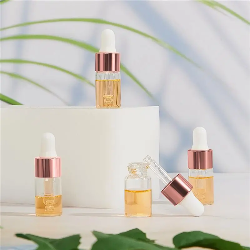 THIVN-200Pcs Mini Glass Dropper Bottle Clear Essential Oil Dropper Bottles Glass Dropping Sample Containers For Traveling 3Ml