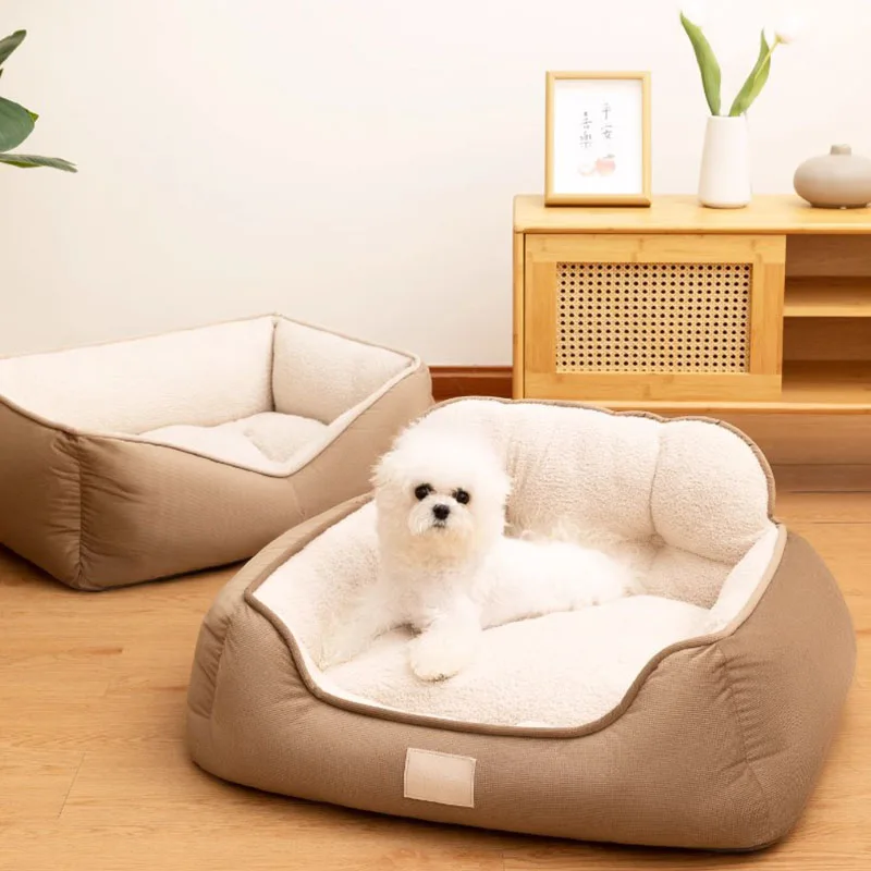 

Kawaii Cozy Plush Pet Bed Warm Washable Fluffy Sofa Toys Medium Dog Bed Kennel Indoor Blanket Coussin Pour Chien Accessories