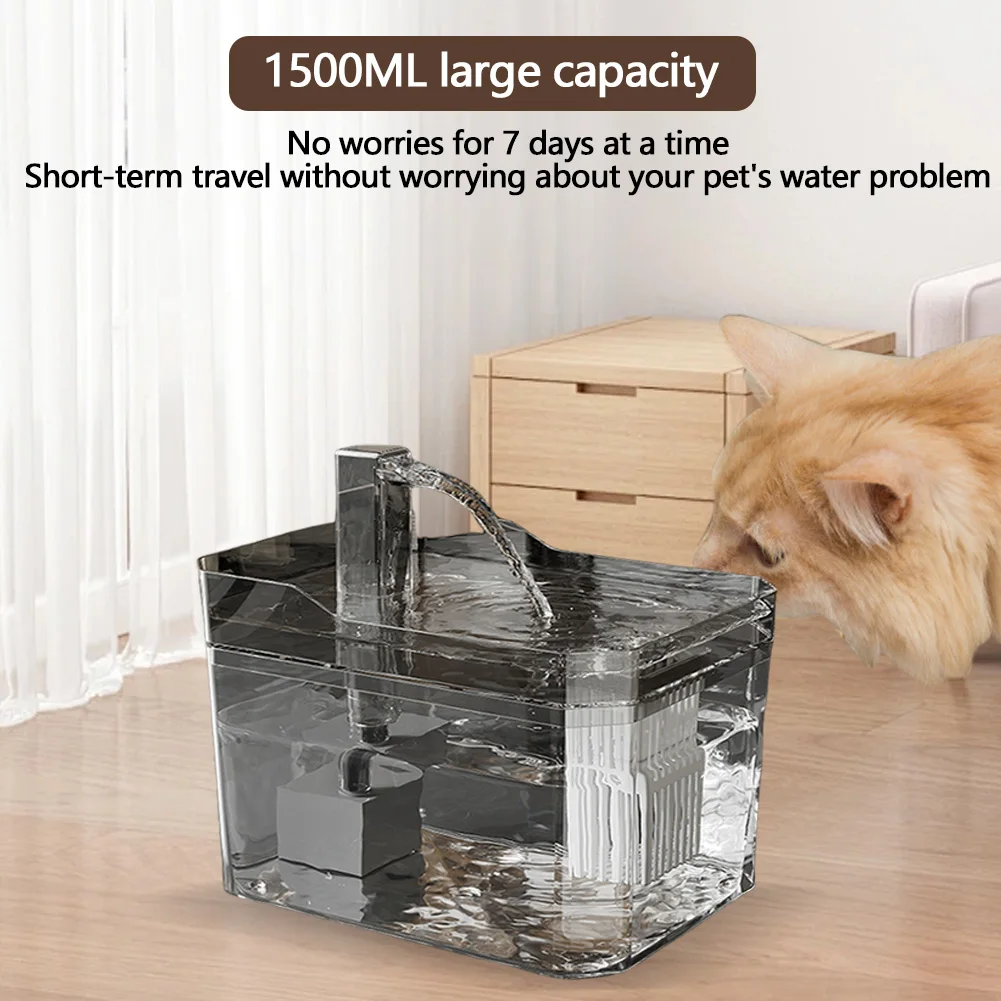 Cat Water Fountain with Quiet Pump Auto Filter USB Anti-Dry Burning Dog Water Dispenser Pet Fountain for Cats Indoor