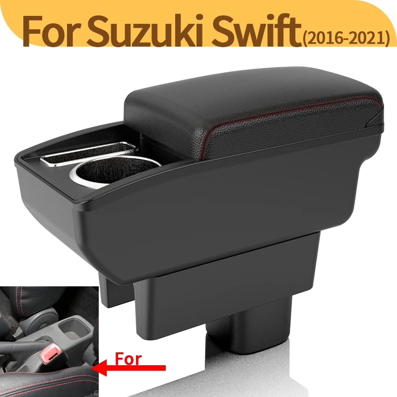 For Suzuki Swift car armrest box, center console interior upgrade, double-layer storage modification 2005-2023 automotive suppli