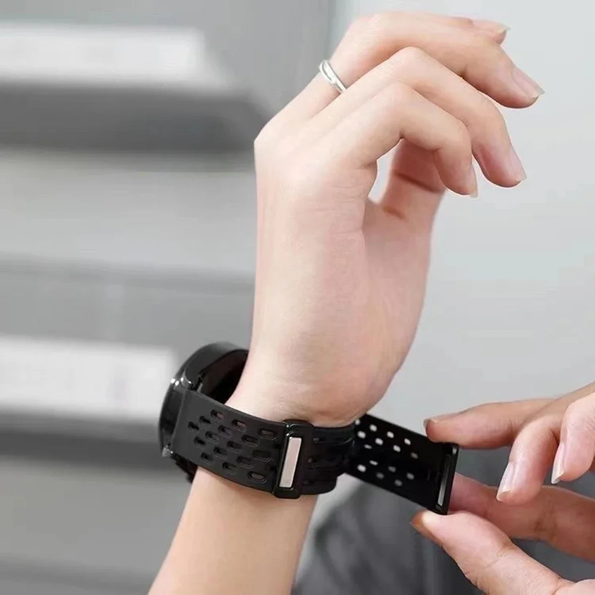 케이스 + 마그네틱 스트랩 삼성 갤럭시 Fit 3 액세서리 실리콘 금속 버클 통기성 벨트 팔찌 Correa Galaxy Fit3 밴드