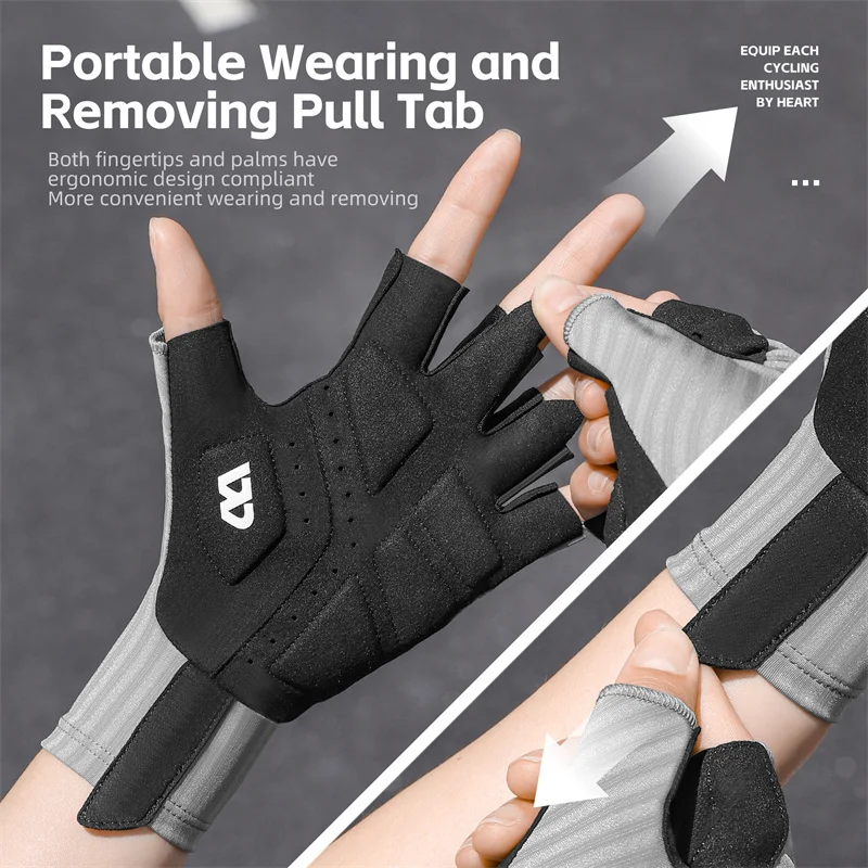 WEST BIKING Bicycle Half-finger Glove Breathable Non-slip Nylon Fingerless Sport Gloves Bike Road Racing Glove Cycling Equipment
