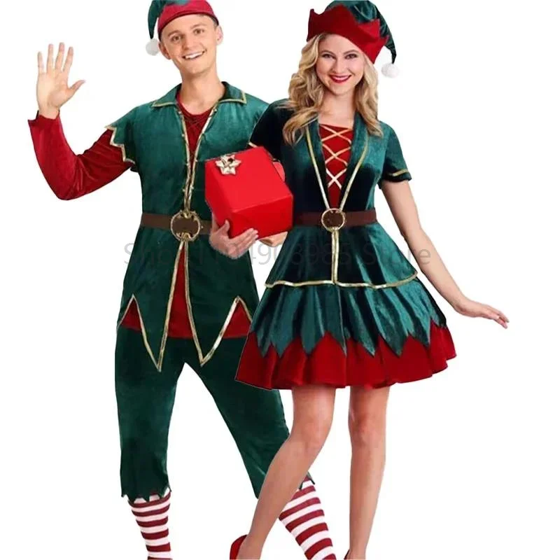 

Unisex Christmas Clown Costume Green Stage Performance Outfit Men's Women's Xmas New Year Cosplay Fancy Dress