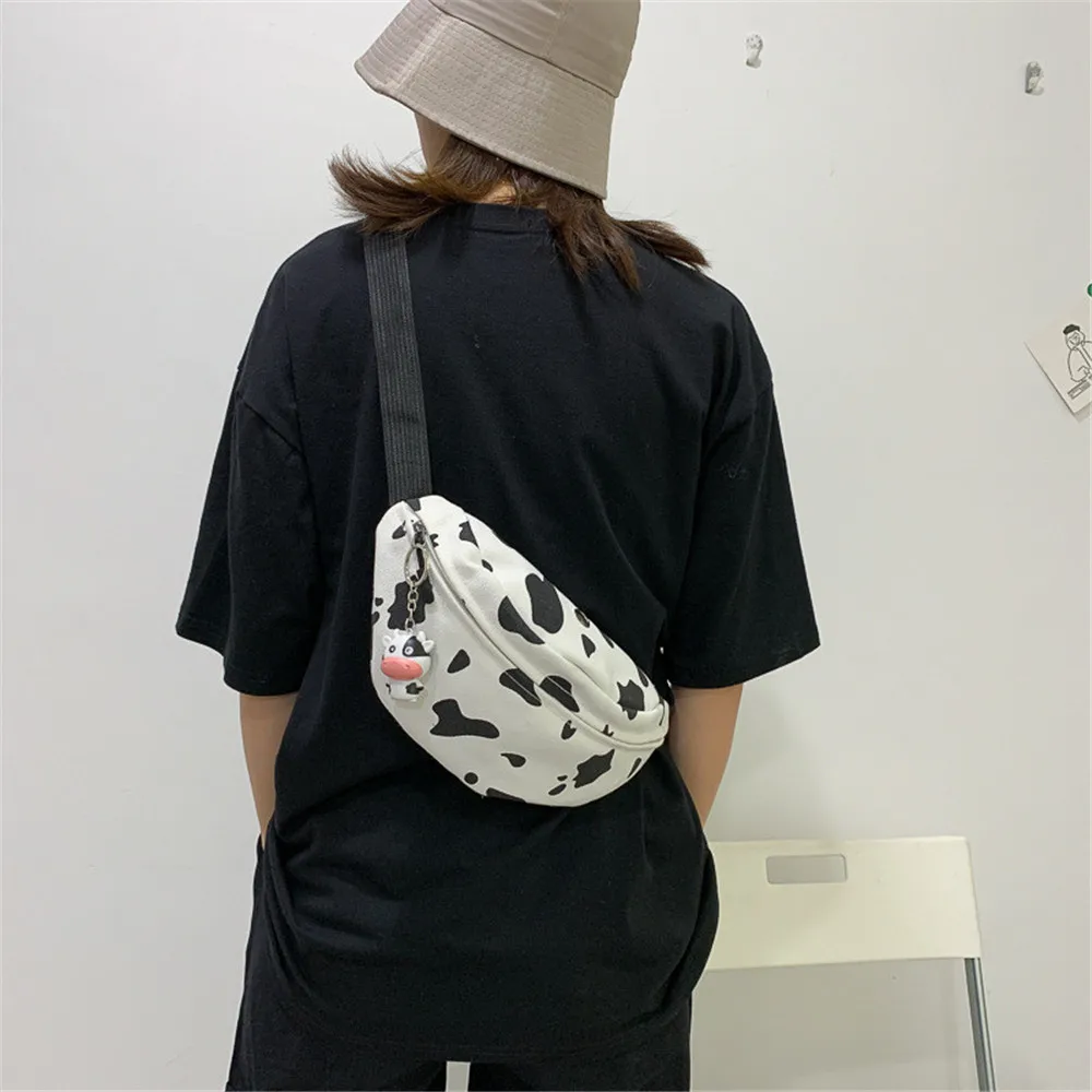 Coreano INS Animal Accessories Girl Canvas Cow Cross-Body Chest Bag donna Harajuku Style Versatile Luxury Cute Student marsupi