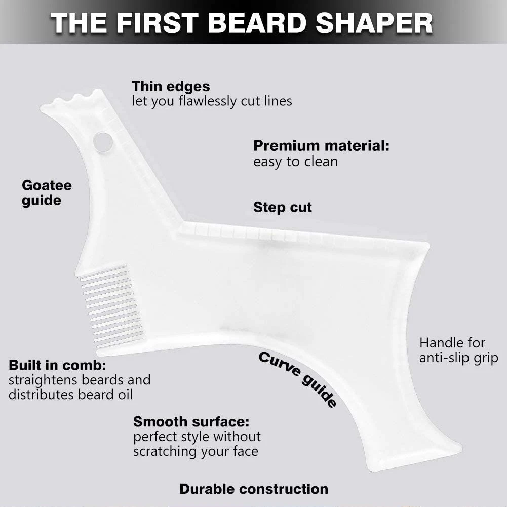 Picture 6: 2pcs/set Beard Shaping Tool for Men – Multi-Line Beard Trimming Template with Built-in Comb, Beard Guide for Precise Shave Style