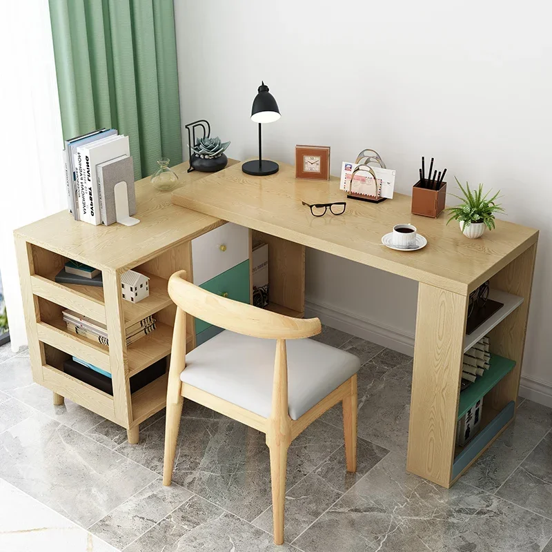 2026 Office Laptop Desk Children Study Writing Home Wood Desktop Computer Table And Chair Set With Shelf and Drawers For Kids