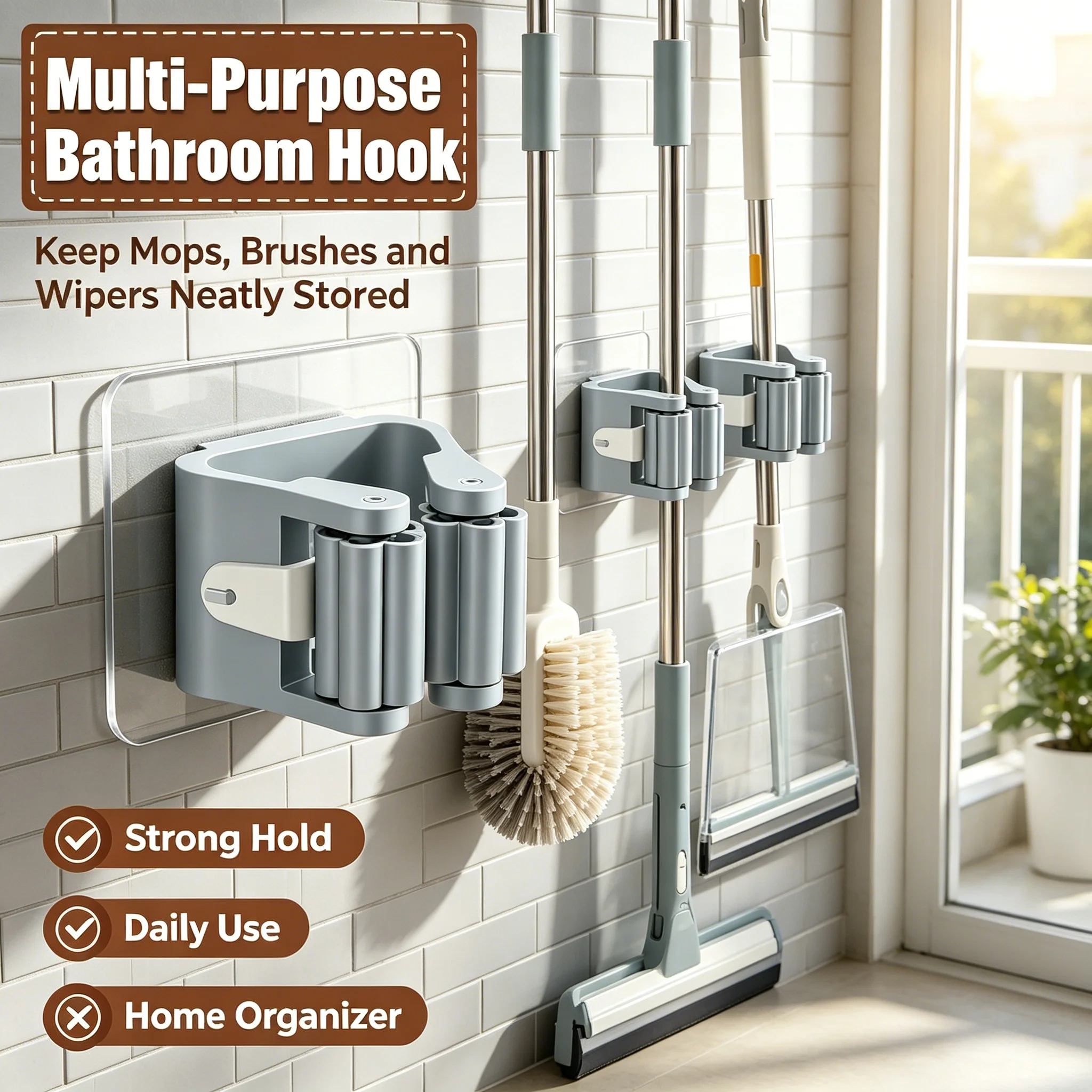 Home Bathroom Scene - Waterproof Multi‑Scene Wall Hanging Shelf Traceless
