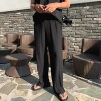 Men's Summer Loose-fit Straight-leg Ice Silk Casual Pants High-end Feel Trendy Draped Nine-point Casual Trousers