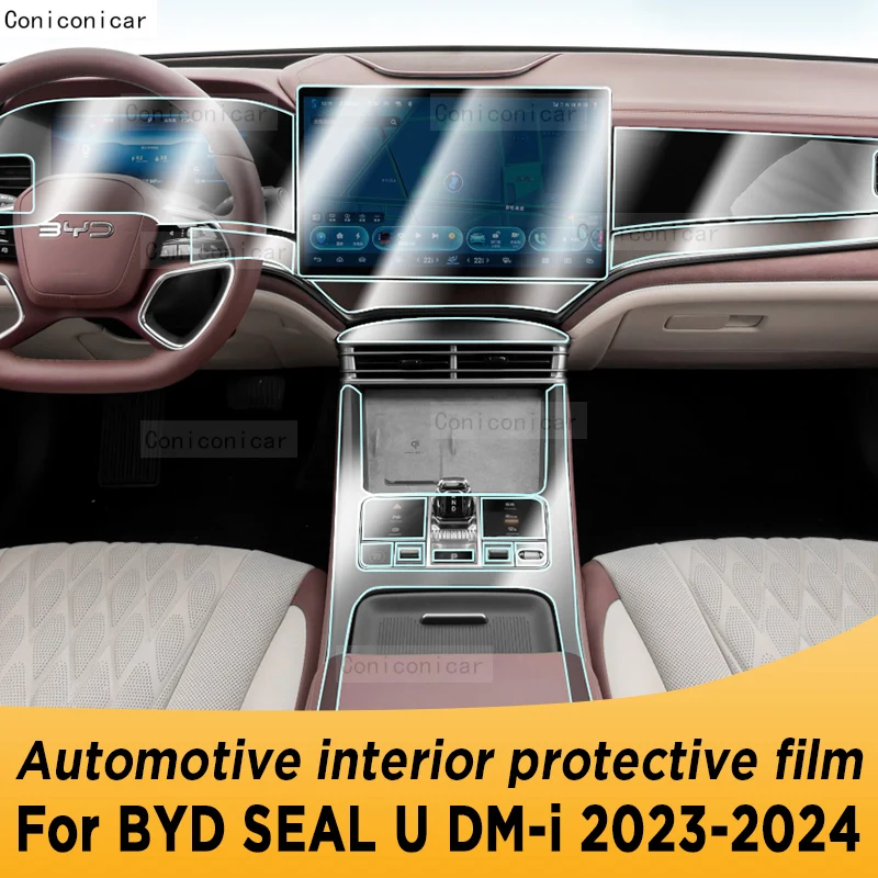 For BYD SEAL U DM-i 2023 2024 Gearbox Panel Navigation Automotive Interior Screen TPU Protective Film Cover Anti-Scratch Sticker