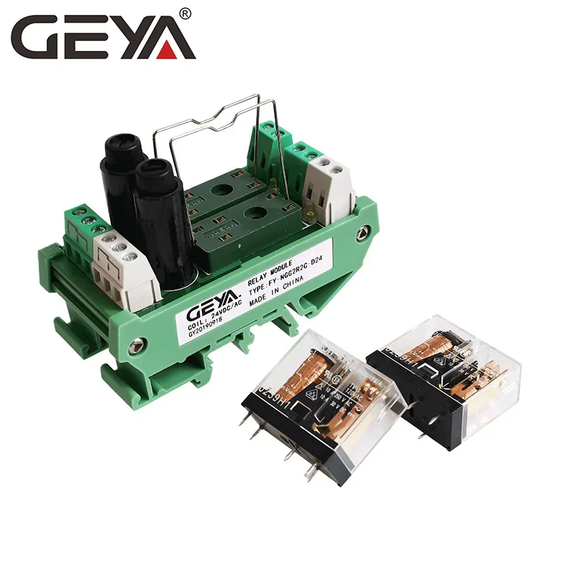 GEYA NGG2R 2 Channel PLC Controller OM Relay 12V 24V with Fuse Protection 1NO1NC SPDT RELAY Plug in