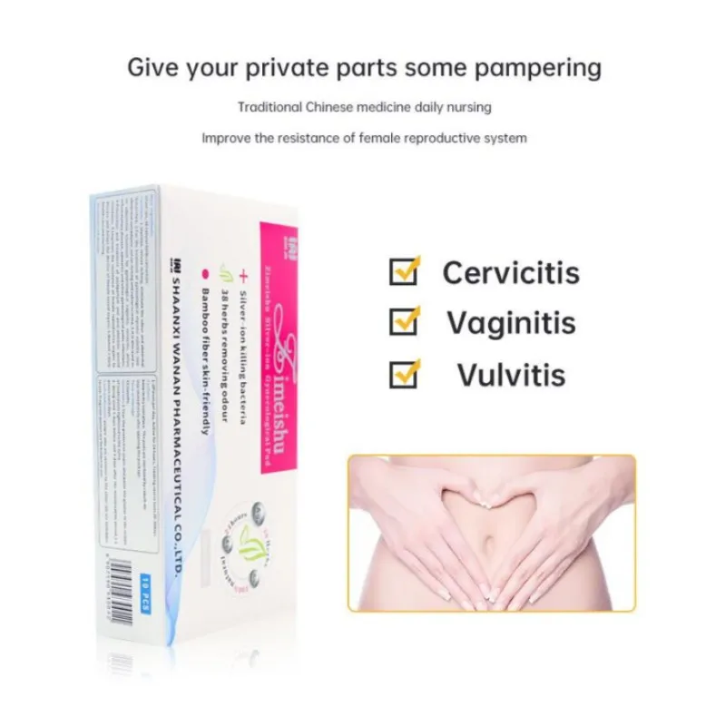 Medicated Pads Chinese Herbal Gynecological Medicine Tampons Vaginal Infection Silver-ion Gynecol Cure Care Sanitary Napkin Yoni