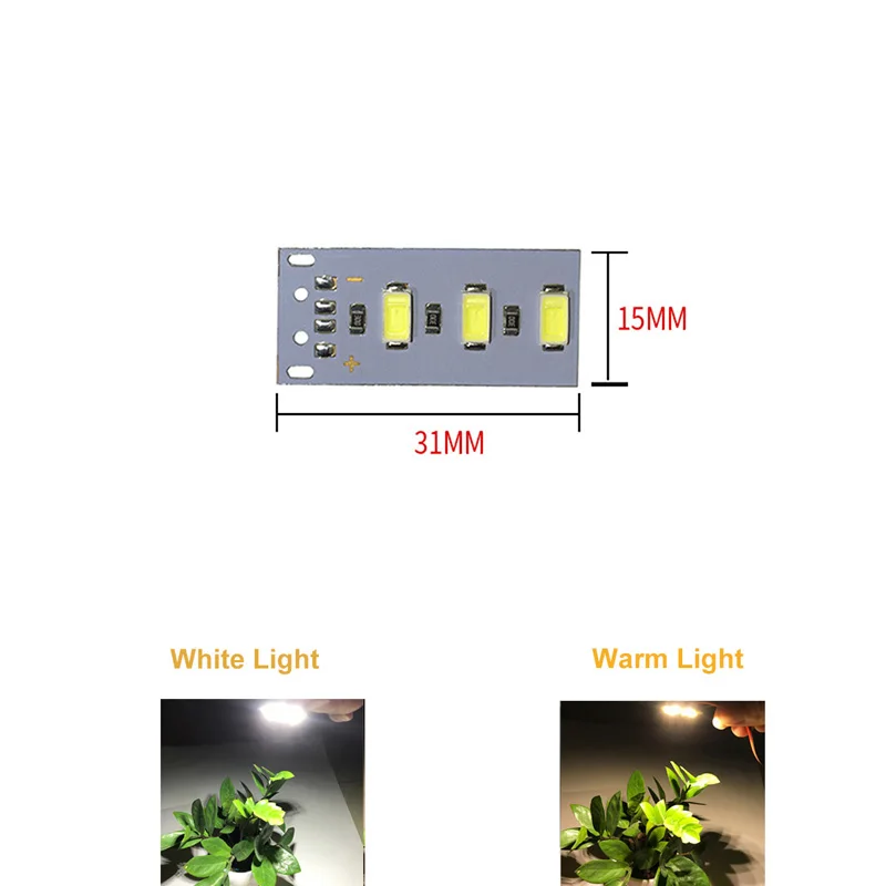 Lámpara LED de alto brillo, 1 piezas/5 piezas, 5V, 5730 SMD, 1,5 W, luz blanca cálida con interruptor de encendido/apagado de 2 metros