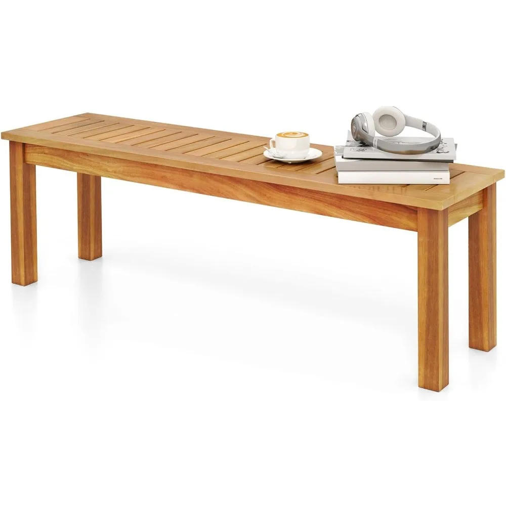 

Outdoor Bench, Acacia Wood Narrow Bench for Patio, Park, Garden & Front Porch