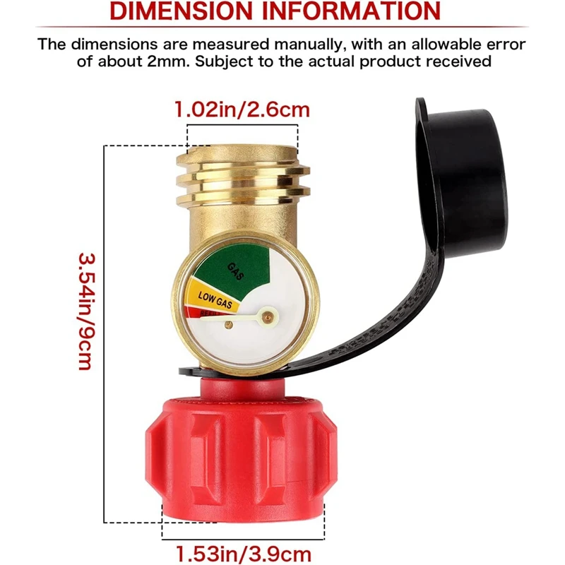 Propane Tank Gauge Gas Pressure Meter Level Indicator Leak Detector Gas Pressure Meter Universal For Gas Grill, Lantern, Heater