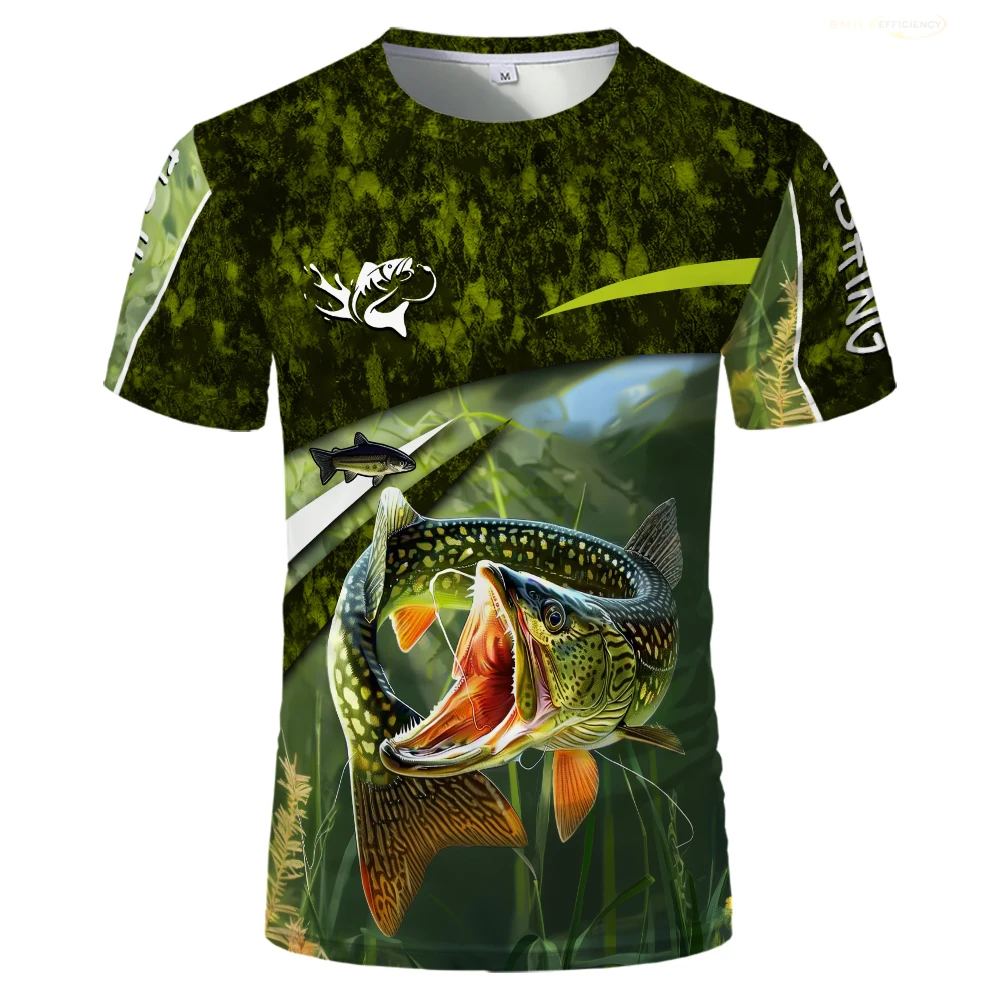 2024 Summer Fishing 3D Printed T Shirt Mens Outdoor Sports Short Sleeved T-shirts Unisex Trendy Angling O-Neck Breathable Tees