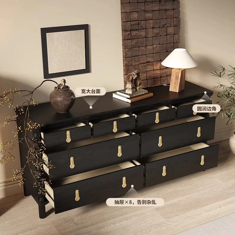 American retro solid wood chest cabinet, living room decoration cabinet, French medieval bedroom TV