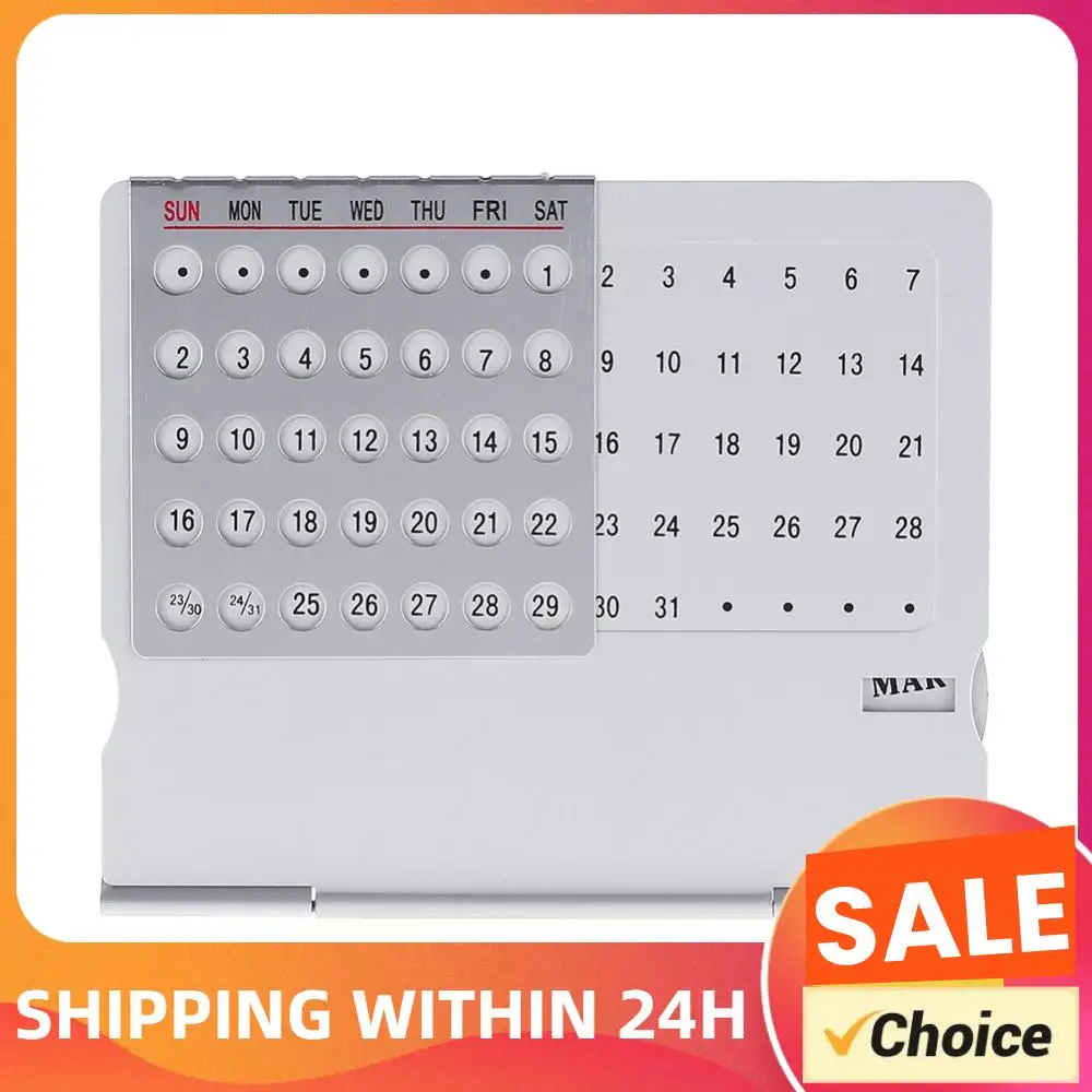 

Aluminium Alloy Desktop Calendar Adjustable Corresponding Calendar Room Decoration Foldable Silvery Portable for Office Supplies