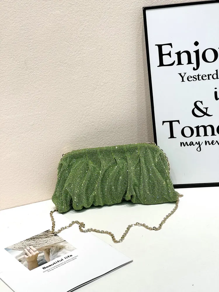 Wysokiej jakości luksusowy projektant kryształowy błyszczący Rhinestone wieczorowa kopertówka wesele brokatowa torebka damska torebka Crossbody torba