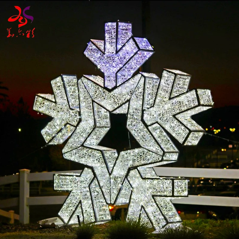 3D effect white warm white color CE ROHS rainproof led hanging snowflake lights