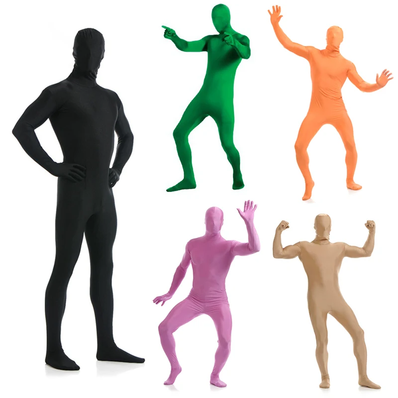 Ainclu Kid Erwachsenen Spandex Zentai Halloween Karneval Thema Party Cosplay Kostüm Ganzkörper Rücken Reiß verschluss dehnbaren engen Anzug