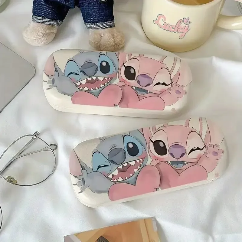 Stitch Angel Glasses Case Miniso Disney Cartoon Figure Pressure Resistant Myopia Sunglasses Storage Box Protective Cover Gifts