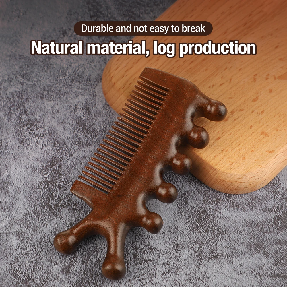 Double Sided Meridian Massage Comb Guasha Tools Sandalwood Head Scalp Massager Body Anti-static Comb Eye Shoulder Neck Massager