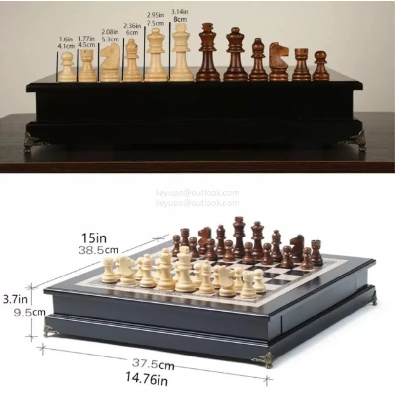 Solid Wood Chess High-end, Competition-specific Student Models, Drawer Chessboard Puzzle Gifts