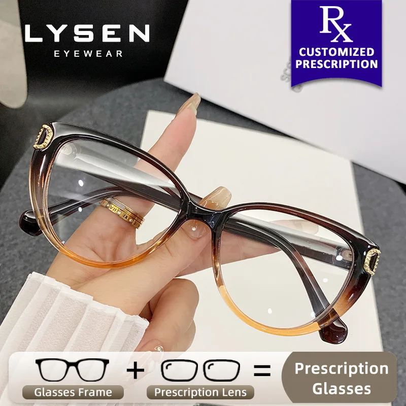 

LYSEN Cat Eye Hyperopia Myopia Glasses Women Fashion Photochromic Anti-Reflective Progressive Prescription Optical Eyeglasses