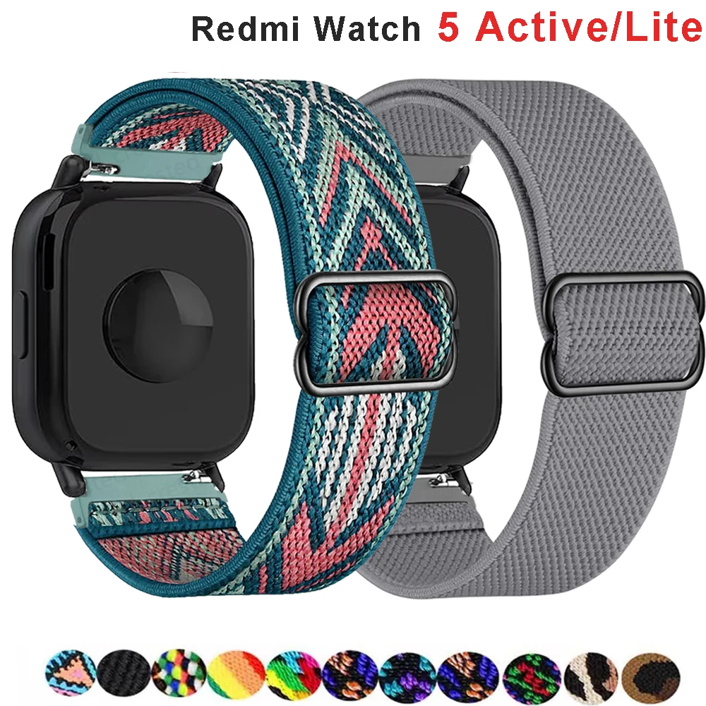 

Нейлоновый ремешок для смарт-часов Redmi Watch 5 Active/5 Lite, регулируемый эластичный браслет, ремешок для Xiaomi Redmi Watch 5 Active 2029