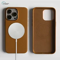Eco-Friendly Magnetic Leather Phone Case For iPhone 16 Pro Max 15Pro 14 13pro 14pro for Magsafe Fundal Back Shell capa
