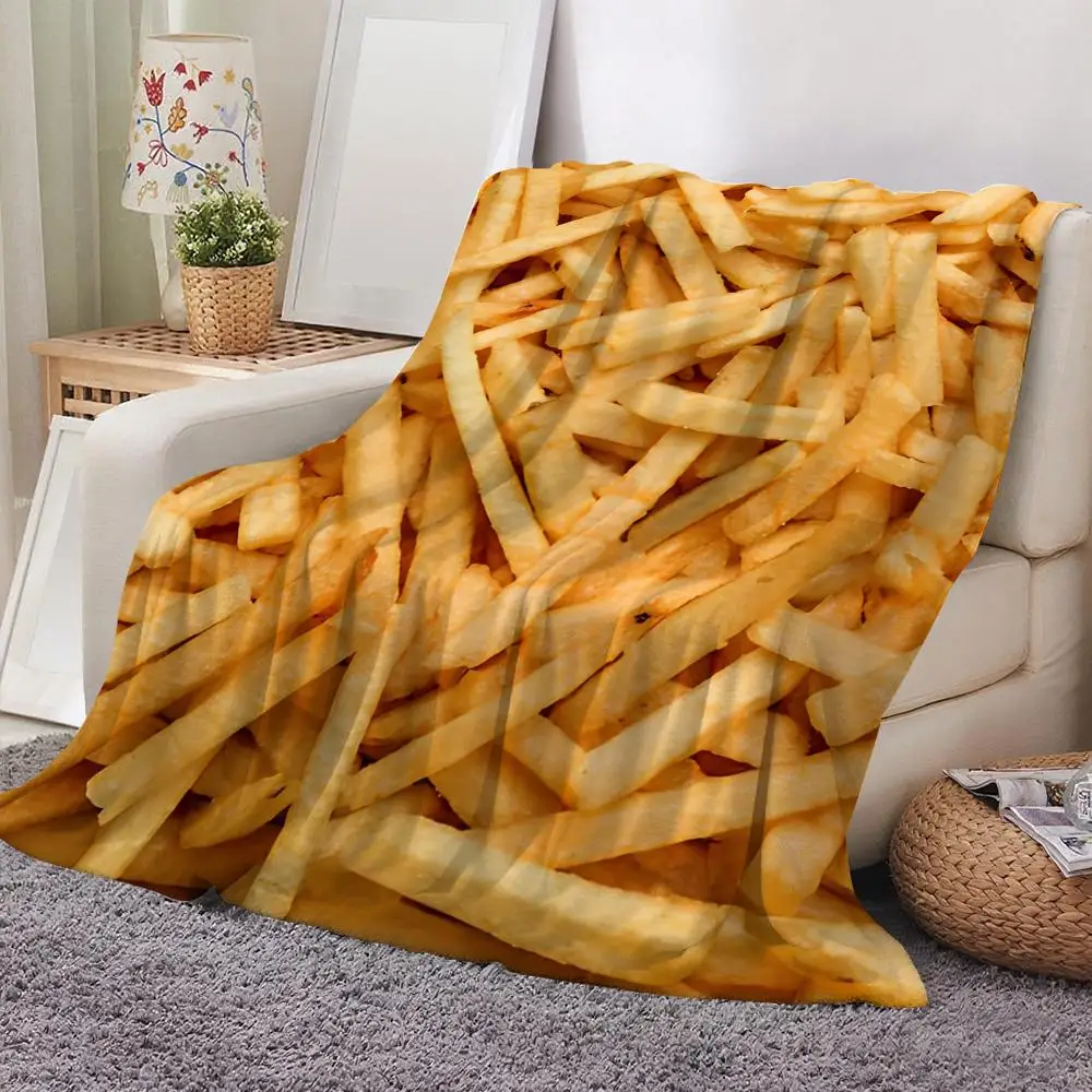 French Fries Throw Soft Flannel Throw Blanket Lightweight Cooling Summer AC Nap Blanket for Sofa Bed Couch Travel