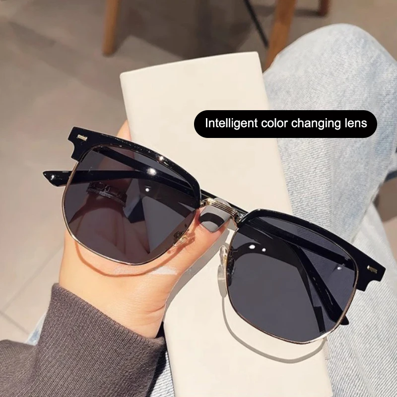 

1Pieces Fashion Photochromic Glasses Half Frame Anti Blue Sunglasses Eye Protection Computer Eyeglasses Eyewear Camping Glasses