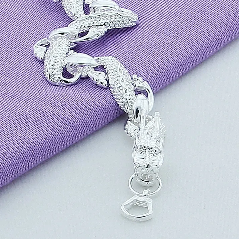 Hot Pure 925 Sterling Silver Domineering Men'S Big Dragon Chain Bracelets Wedding Party Gifts High Quality Fashion Charm Jewelry