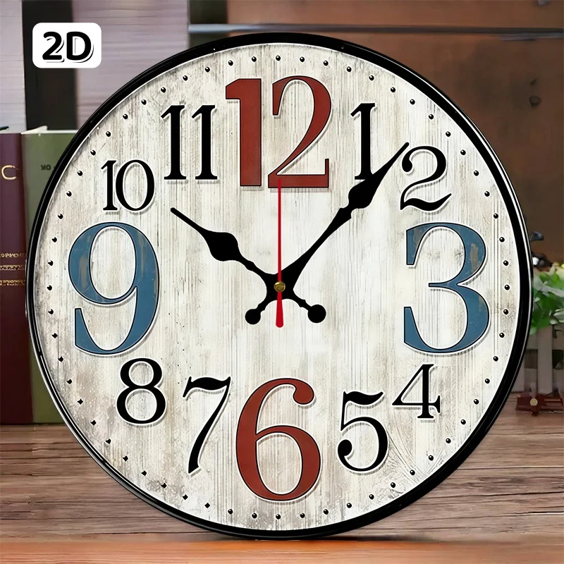 Vintage Rustic Wooden Round Silent Hanging Wall Clock, Suitable For Living Room, Office, Study Room, Bedroom, Home Decoration.