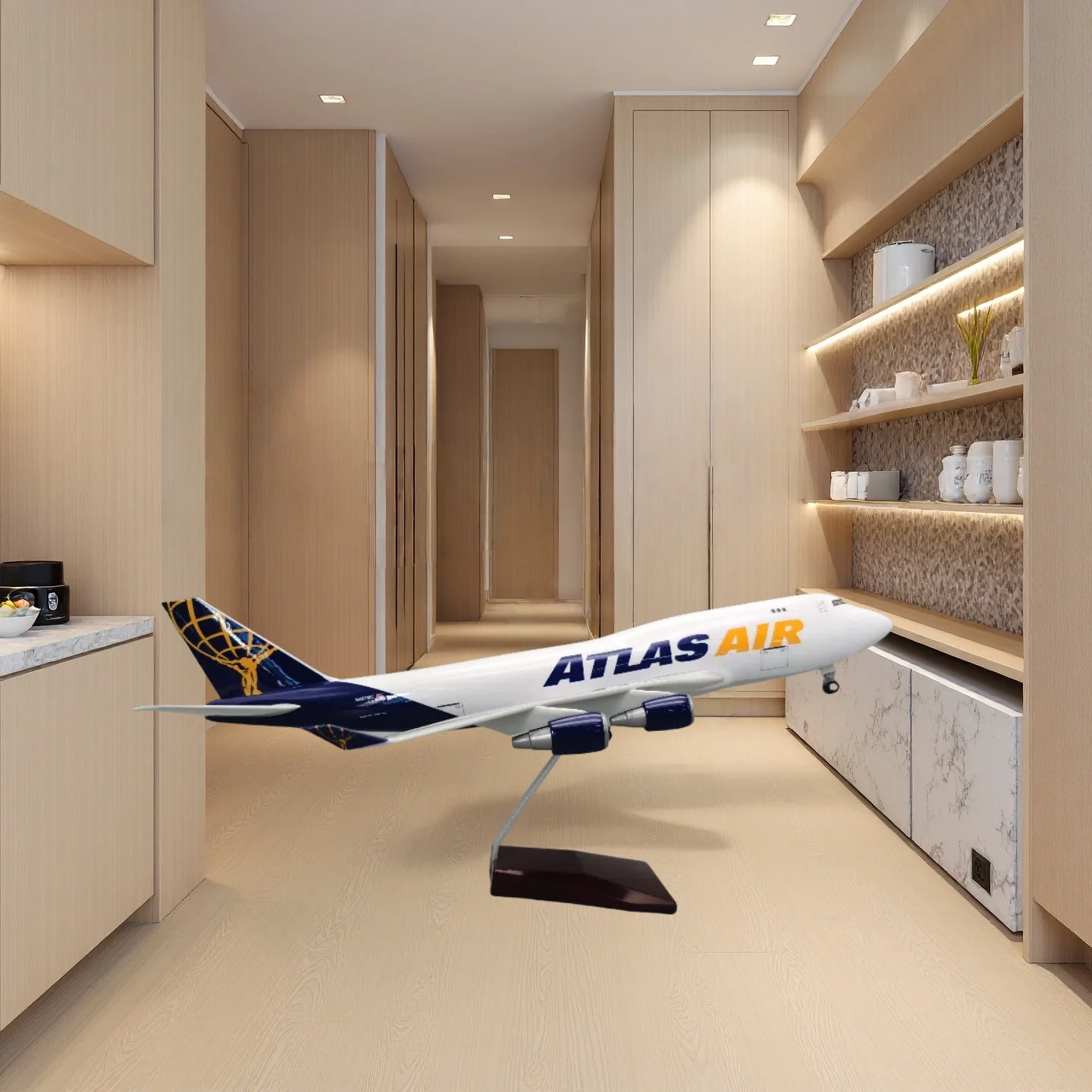 47 سنتيمتر 1:150 مقياس B747-400 أطلس الخطوط الجوية دييكاست الراتنج نموذج طائرة لعبة مع قاعدة جمع الديكور عرض الهدايا
