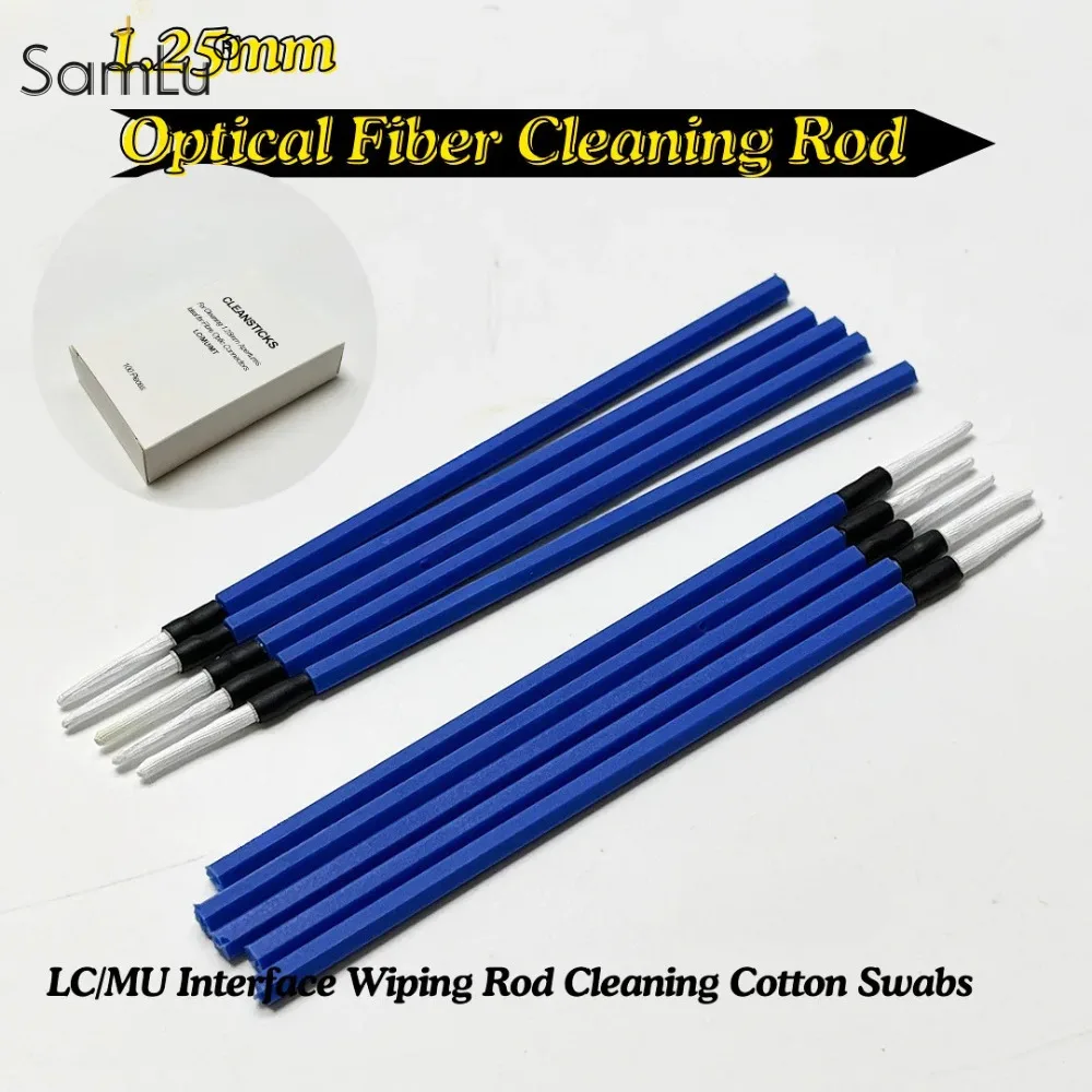 100pcs 2.5/1.25mm Cleansticks Optical Fiber Cleaning Rod LC/MU Interface Wiping Rod Cleaning Cotton Swabs Flange Adapter Clean