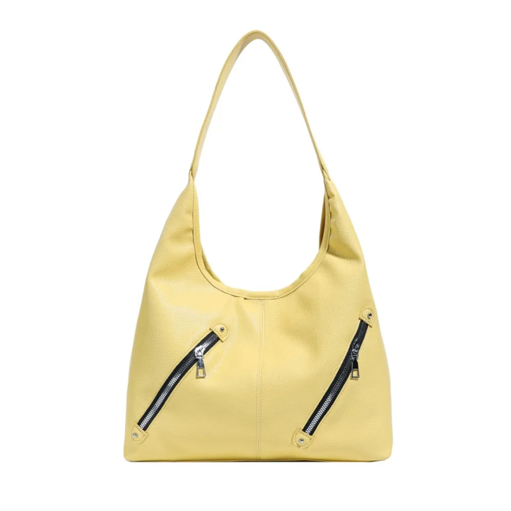 

Solid Color Soft PU Shoulder Bag Korean Style Pockets Underarm Handbag Anti-Splash Water Large Capacity Women Hobo Bag Outdoor